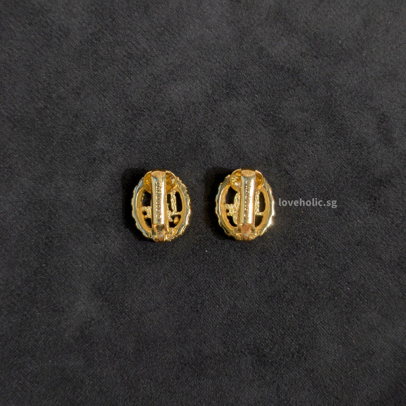 Dior Vintage Earrings  | Clip on  Gold Hardware-whitebackground