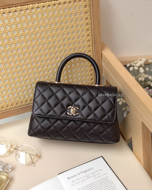 Chanel Coco Handle Small | 22K Dark Brown Caviar Light Gold Hardware-main