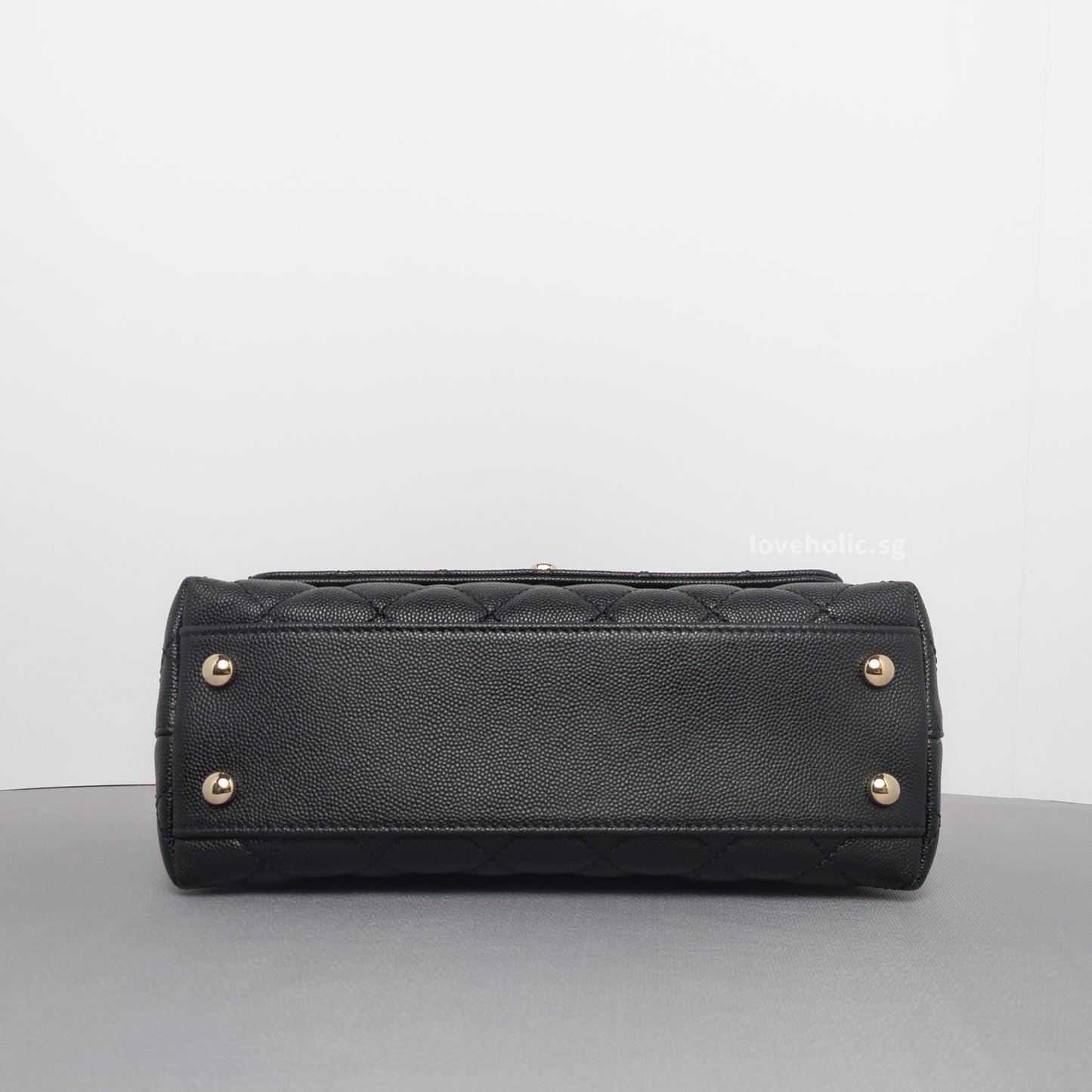 Coco Handle Small | Black Caviar Light Gold Hardware