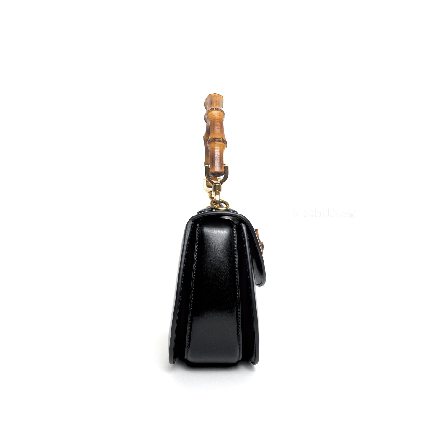 1947 Bamboo Top Handle Bag Small | Black Leather Gold Hardware