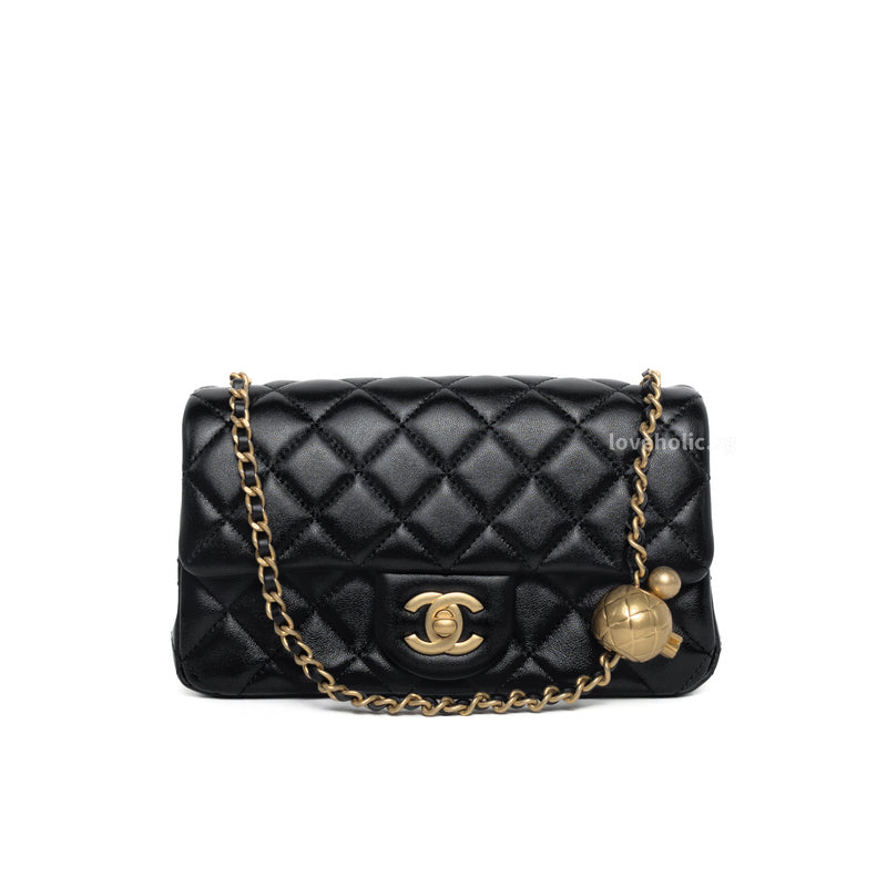 Chanel Pearl Crush Mini Rectangle  | Black Lambskin Gold Hardware