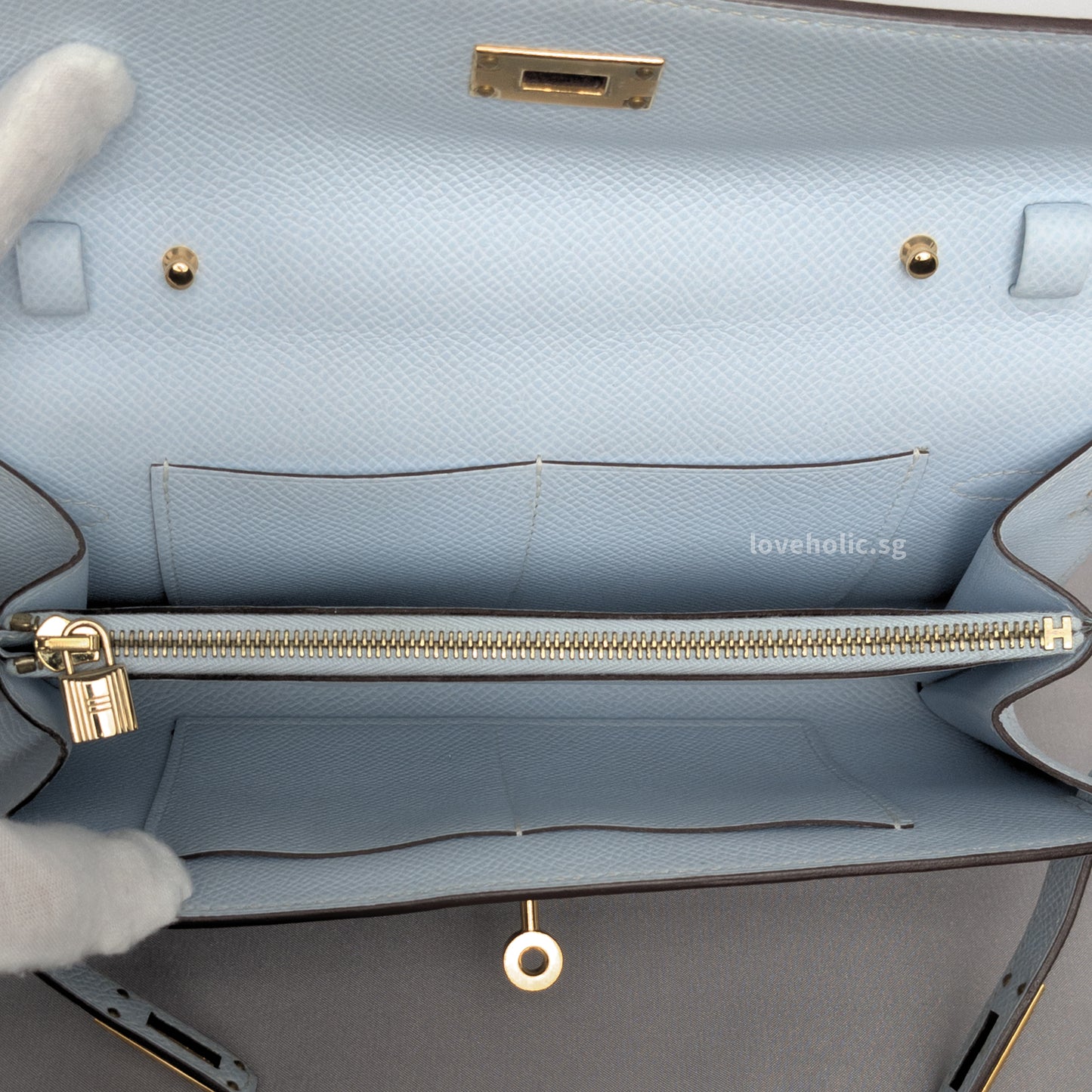Kelly To Go T0 Bleu Brume Epsom Gold Hardware