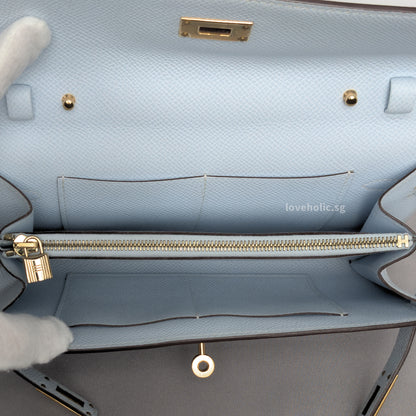 Kelly To Go T0 Bleu Brume Epsom Gold Hardware