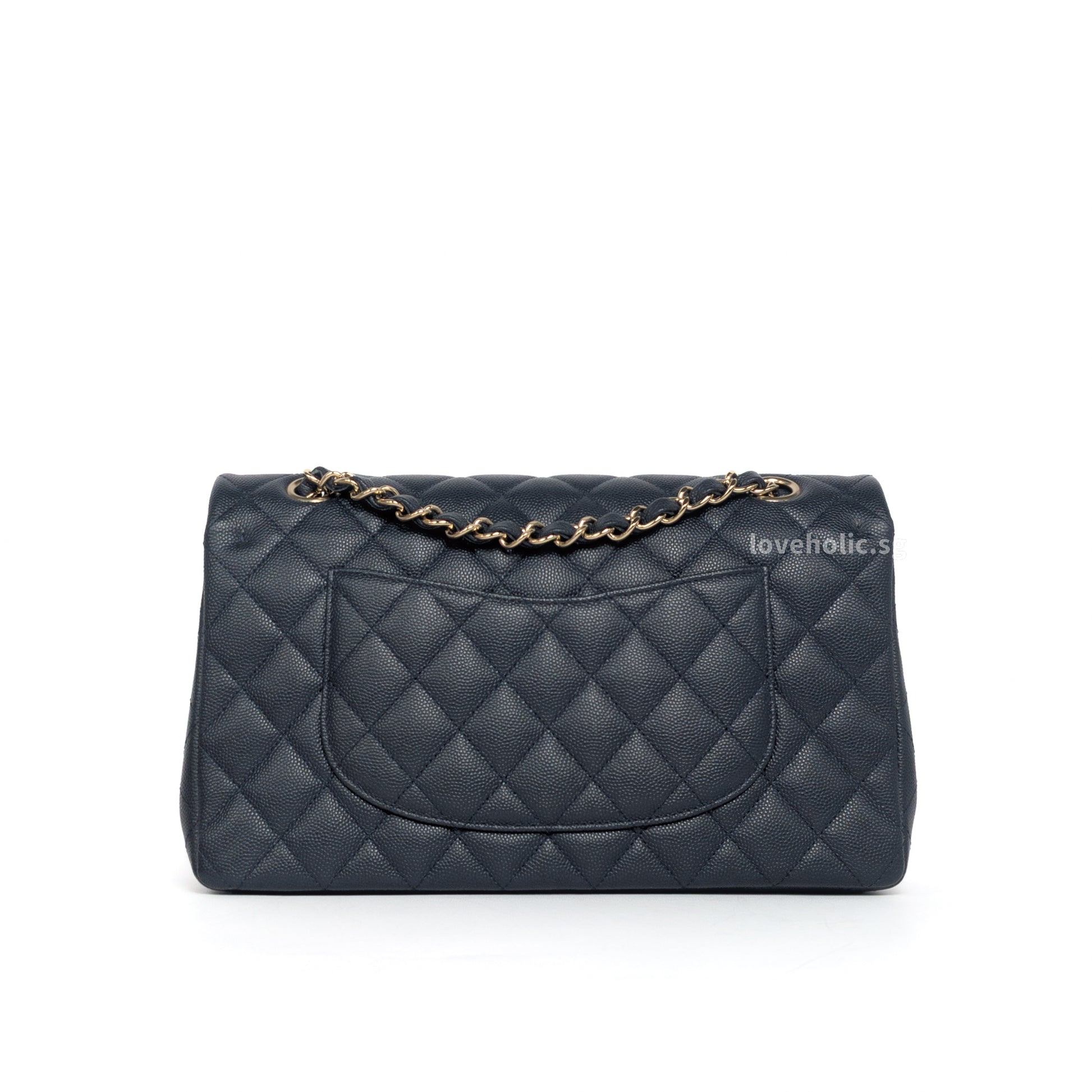 Chanel Classic Flap Medium | 18B Navy Blue Caviar Light Gold Hardware-back