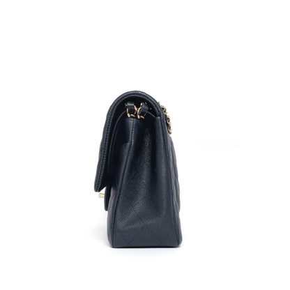 Chanel Classic Flap Medium | 18B Navy Blue Caviar Light Gold Hardware-details