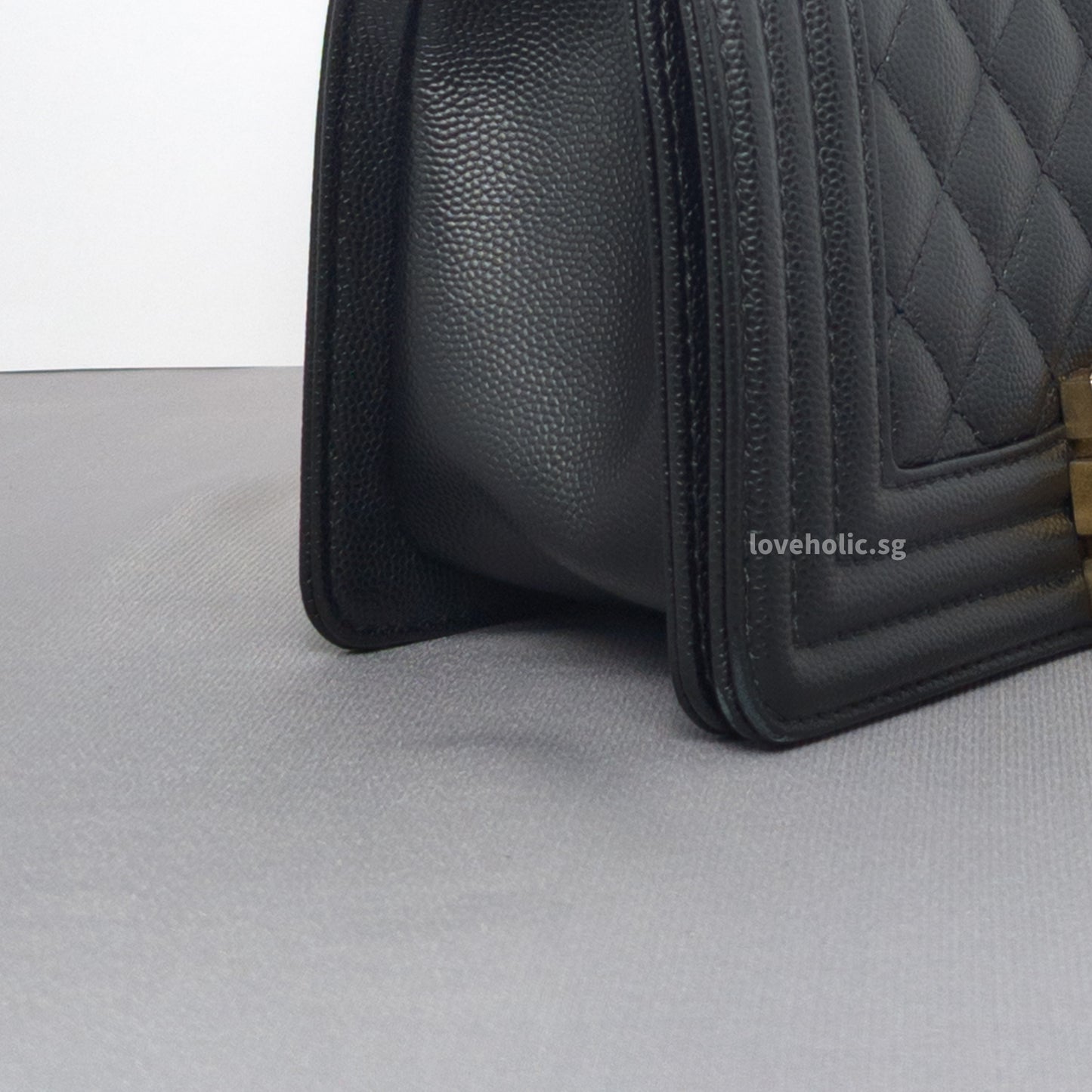 Boy Small | Black Caviar Brushed Gold Hardware