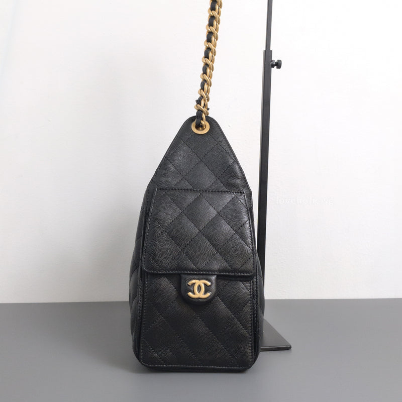 Chanel 25 | Black Grained Calfskin Gold Hardware