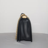 Chanel Boy Old Medium | Black Lambskin Brushed Gold Hardware-details