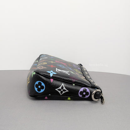 LV X TM Murakami Pochette | Black Leather Silver Hardware