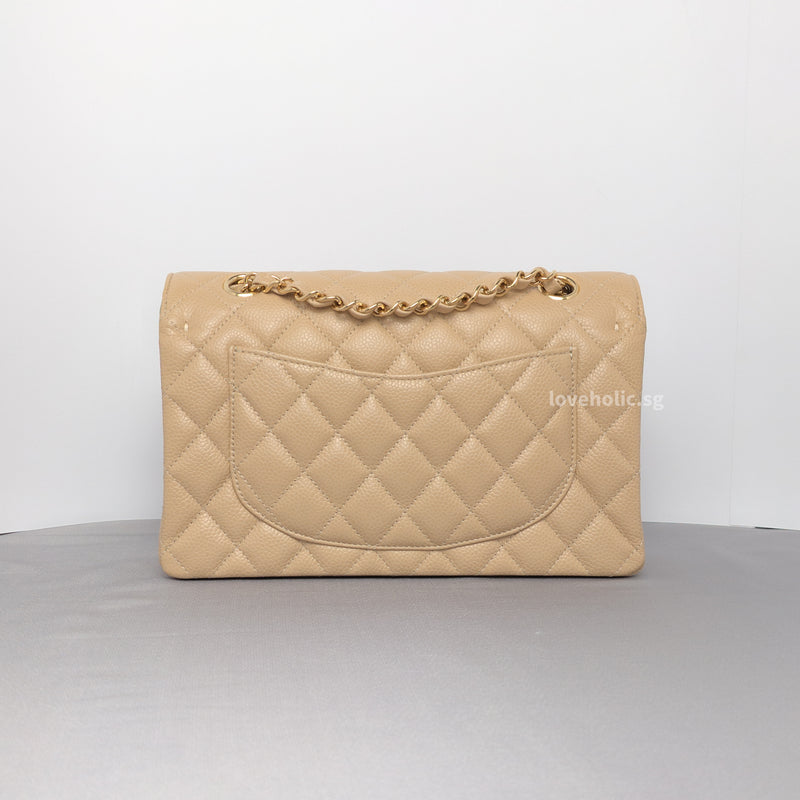 Chanel Classic Flap Small | Beige Claire Caviar Gold Hardware-back