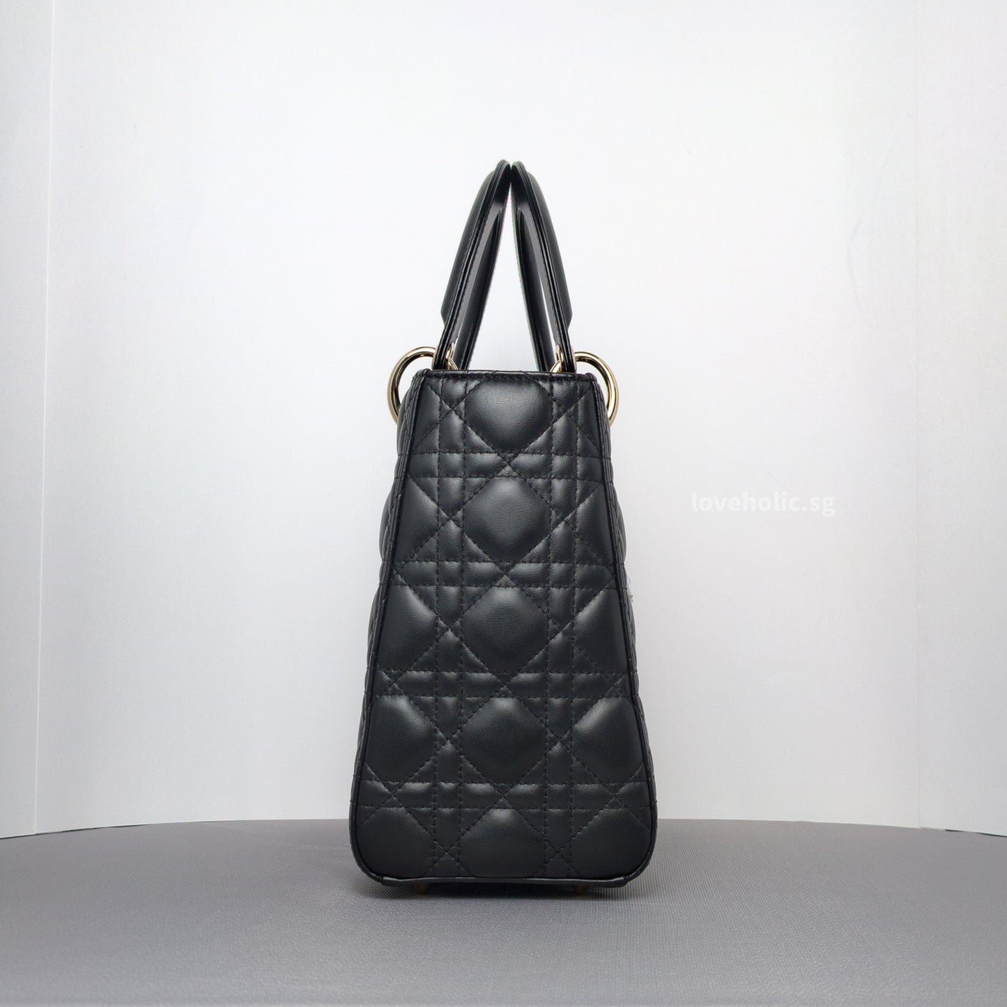 Dior Lady Dior Medium | Black Lambskin Gold Hardware-details