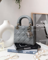 Dior Lady Dior Mini | Grey Lambskin Light Gold Hardware-main