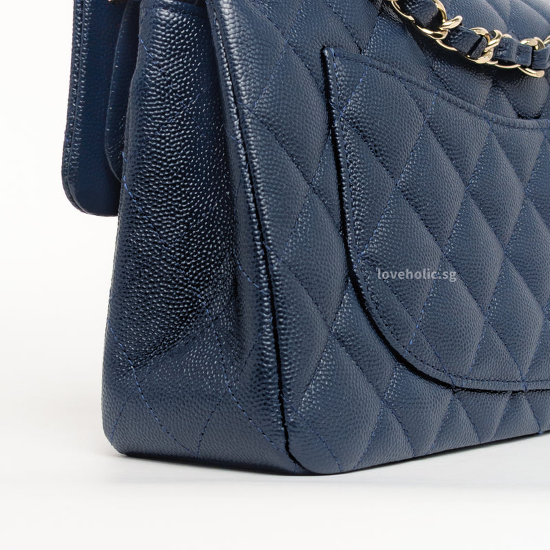 Chanel Classic Flap Small | 19C Navy Blue Caviar Light Gold Hardware