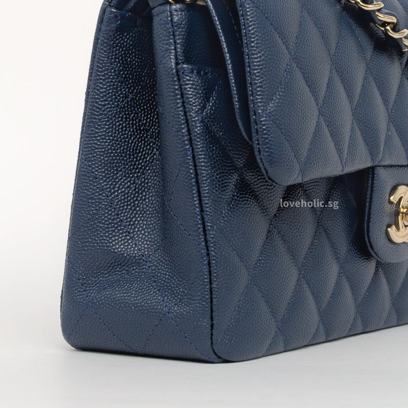 Chanel Classic Flap Small | 19C Navy Blue Caviar Light Gold Hardware