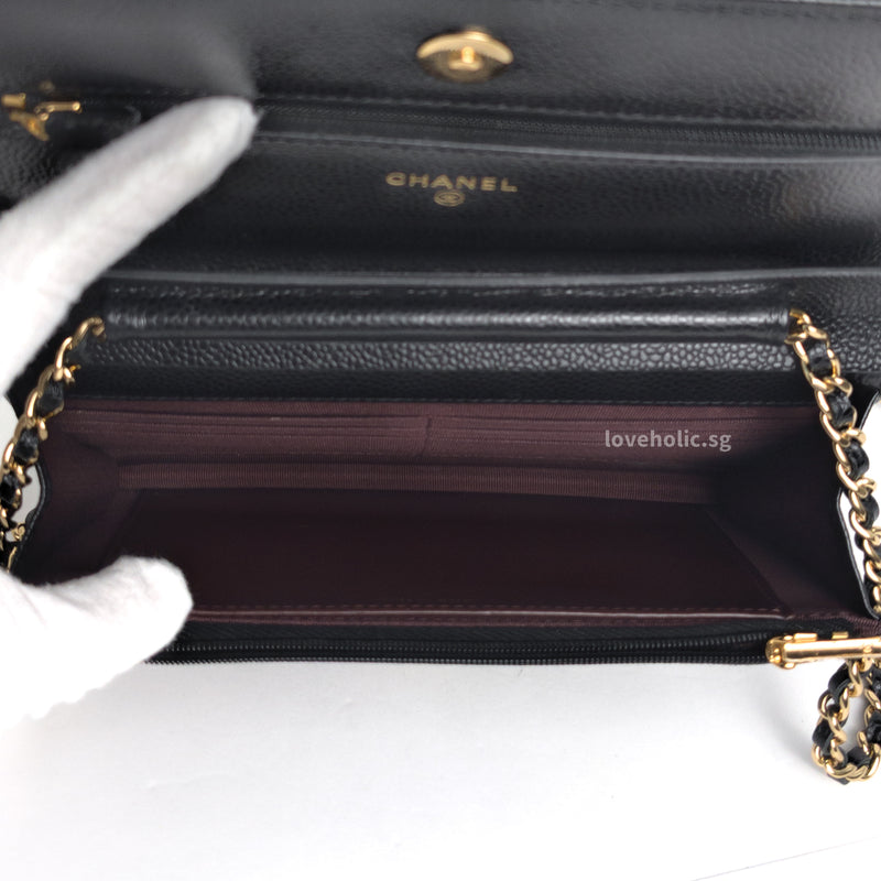 Chanel Wallet On Chain  | Black Caviar Gold Hardware