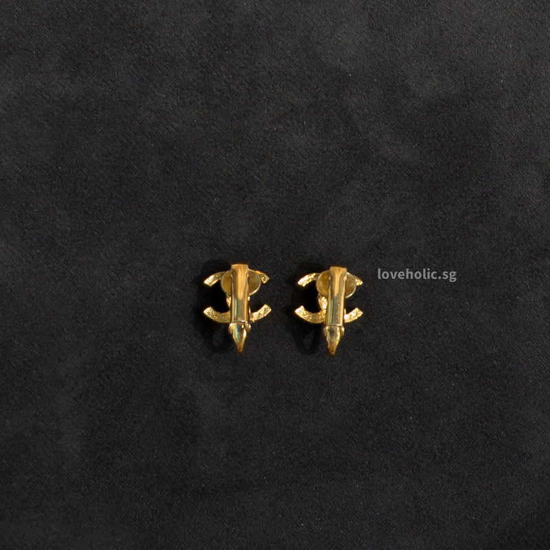 Chanel Vintage Earrings 1970's CC | Clip on  24K Gold Hardware-whitebackground