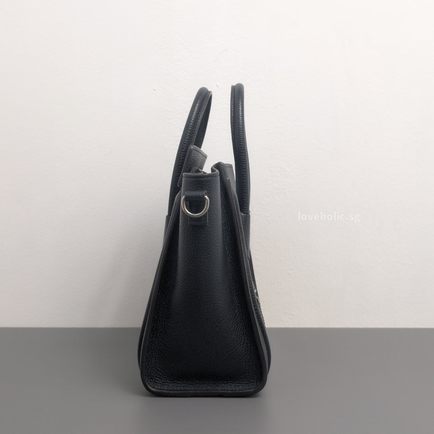 Luggage Nano | Black Calfskin Ruthenium Hardware
