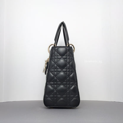 Lady Dior Medium | Black Lambskin Gold Hardware