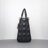 Lady Dior Medium | Black Lambskin Gold Hardware