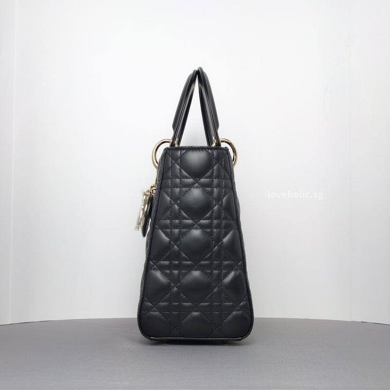 Lady Dior Medium | Black Lambskin Gold Hardware