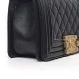 Chanel Boy Small | Black Caviar Brushed Gold Hardware