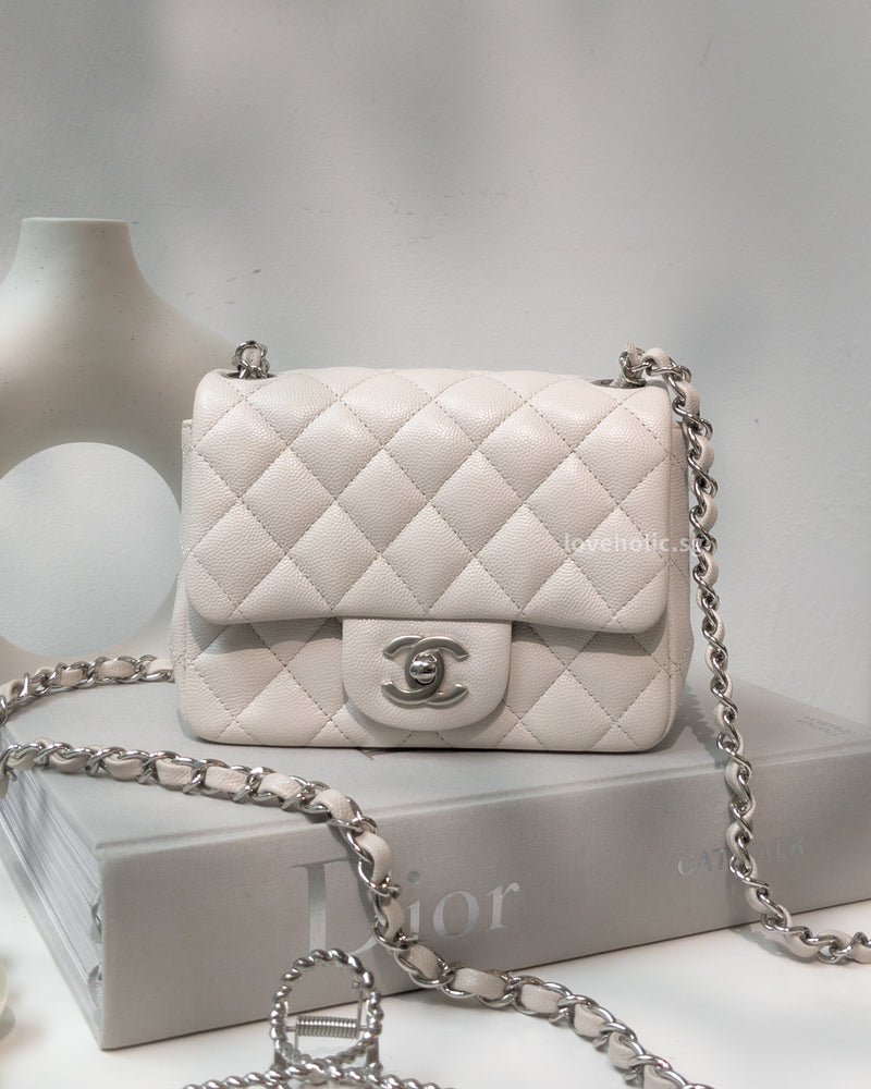 Chanel Classic Flap Mini Square | 18B Ivory Caviar Silver Hardware-main