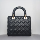 Dior Lady Dior Medium | Black Lambskin Gold Hardware-back