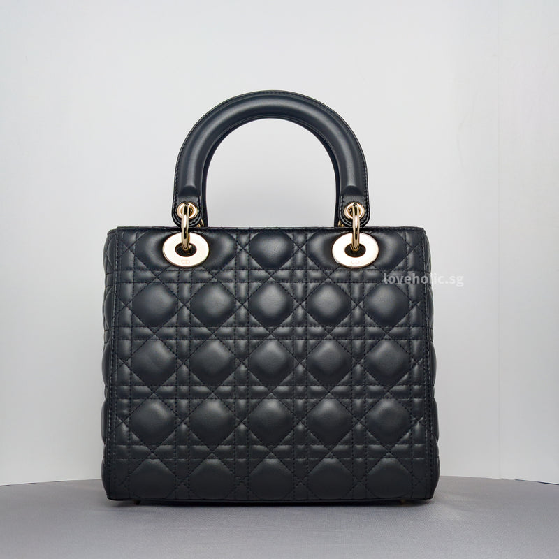 Dior Lady Dior Medium | Black Lambskin Gold Hardware-back