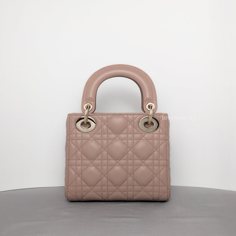 Dior Lady Dior Mini | Blush Lambskin Light Gold Hardware-back