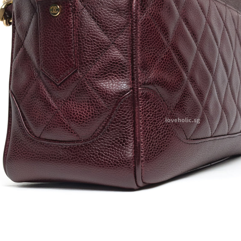 Chanel Vintage Vanity Case Large | Burgundy Caviar Gold Hardware