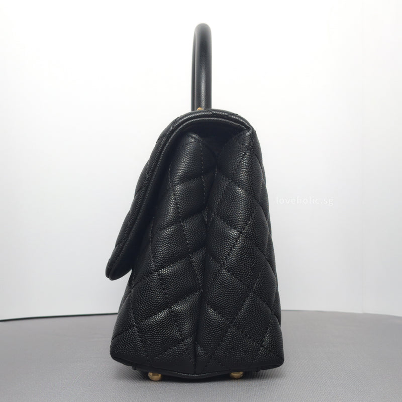 Chanel Coco Handle Medium | Black Caviar Brushed Gold Hardware-details