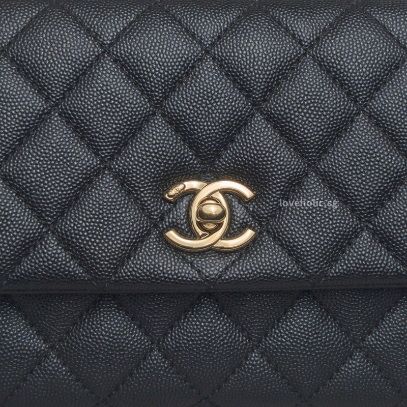 Coco Handle Small | 20K Midnight Blue Caviar Light Gold Hardware