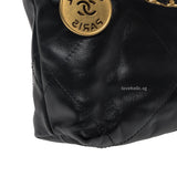 Chanel 22 Bag Mini | Black Calfskin Brushed Gold Hardware