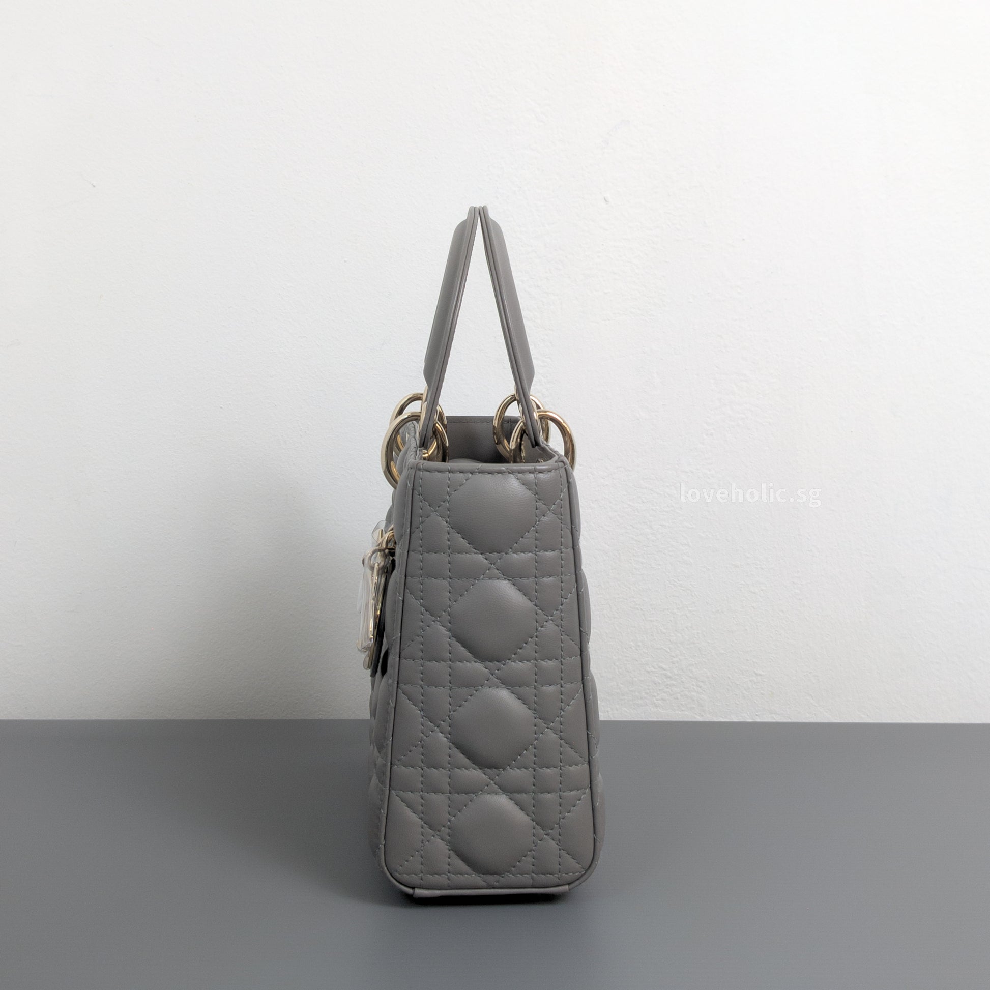 Dior My ABC Lady Dior Small | Grey Lambskin Light Gold Hardware-details