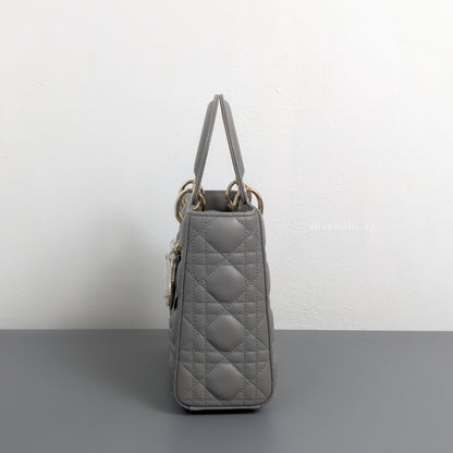 Dior My ABC Lady Dior Small | Grey Lambskin Light Gold Hardware-details