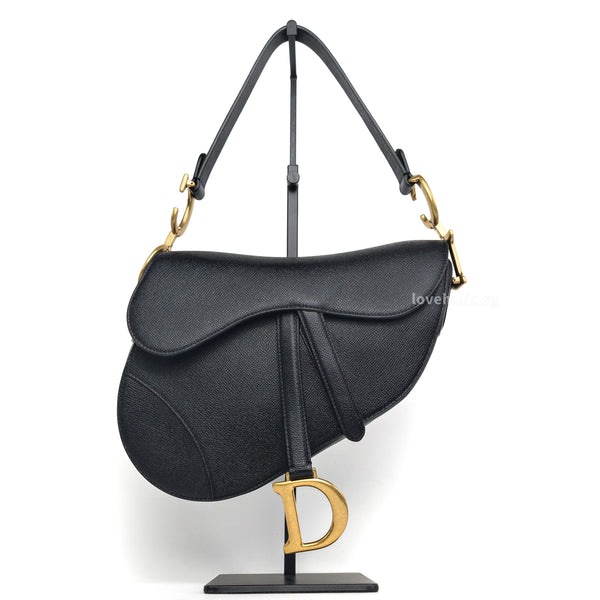 Dior Saddle Medium | Black Grained Calfskin Gold Hardware