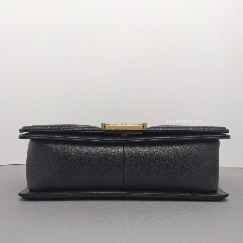 Chanel Boy Chevron Old Medium | Black Caviar Brushed Gold Hardware