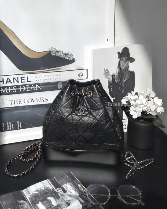 Chanel Gabrielle Backpack Small | Black Calfskin Multicolored Hardware-main