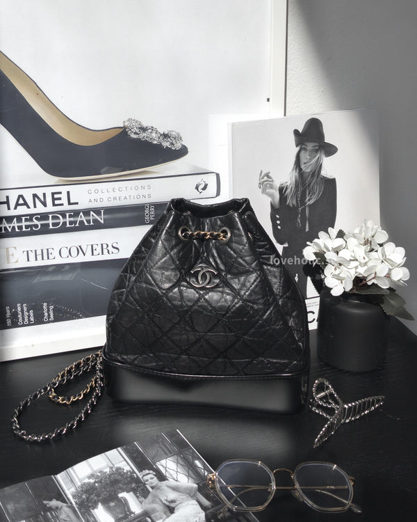 Chanel Gabrielle Backpack Small | Black Calfskin Multicolored Hardware-main