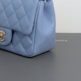 Classic Flap Mini Square  | Sky Blue Lambskin Light Gold Hardware