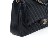 Chanel Classic Flap Chevron Medium | Black Caviar Light Gold Hardware