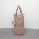 Dior Lady Dior Mini | Blush Lambskin Light Gold Hardware-details