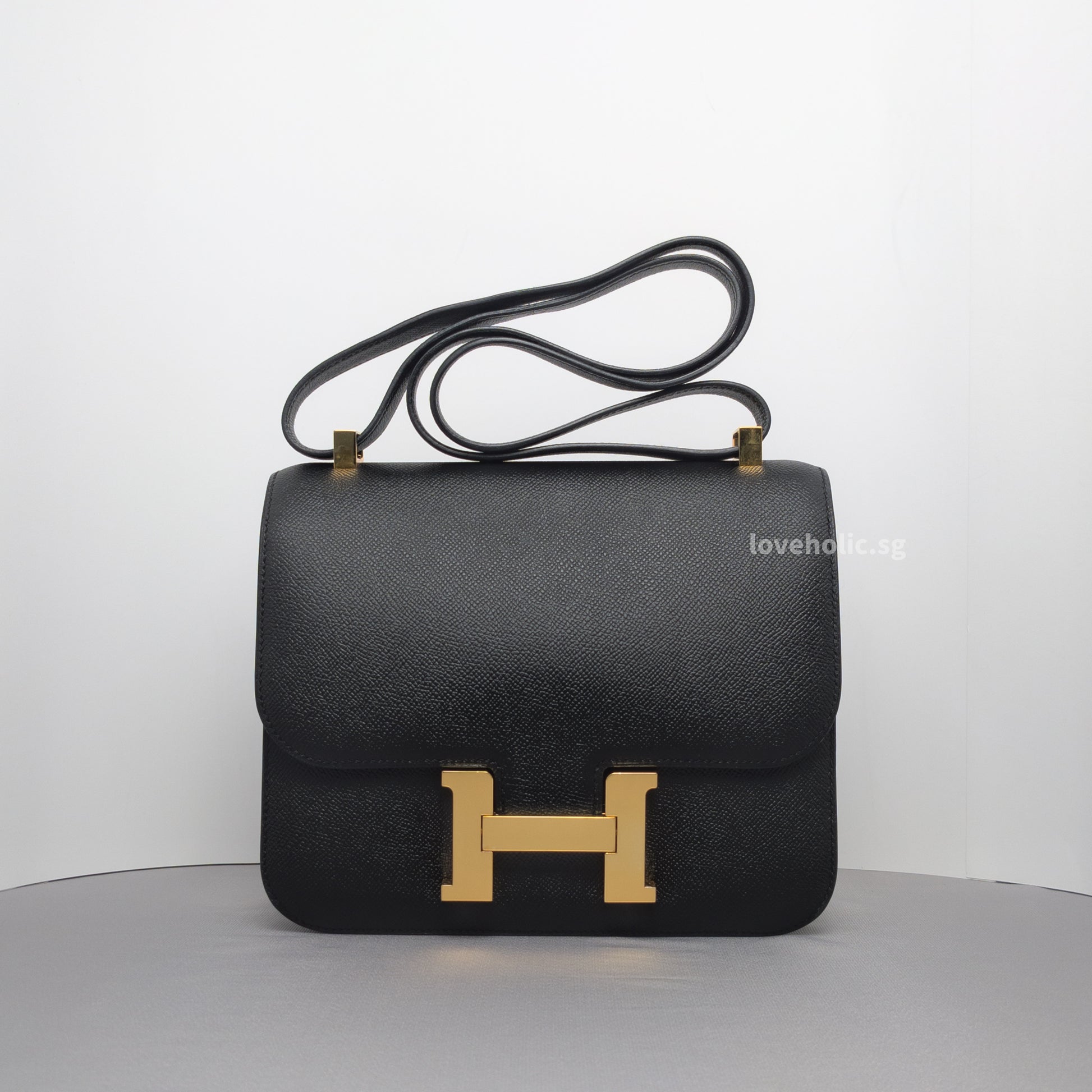 Hermes Constance 24 Black Arson Epsom Gold Hardware-whitebackground