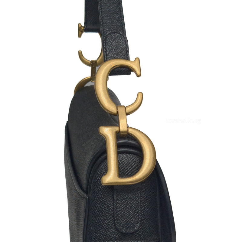 Dior Saddle Medium | Black Calfskin Brushed Gold Hardware