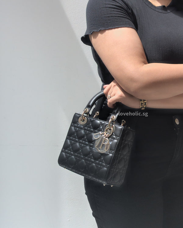 Dior My ABC Lady Dior Small | Black Lambskin Light Gold Hardware-modelshots