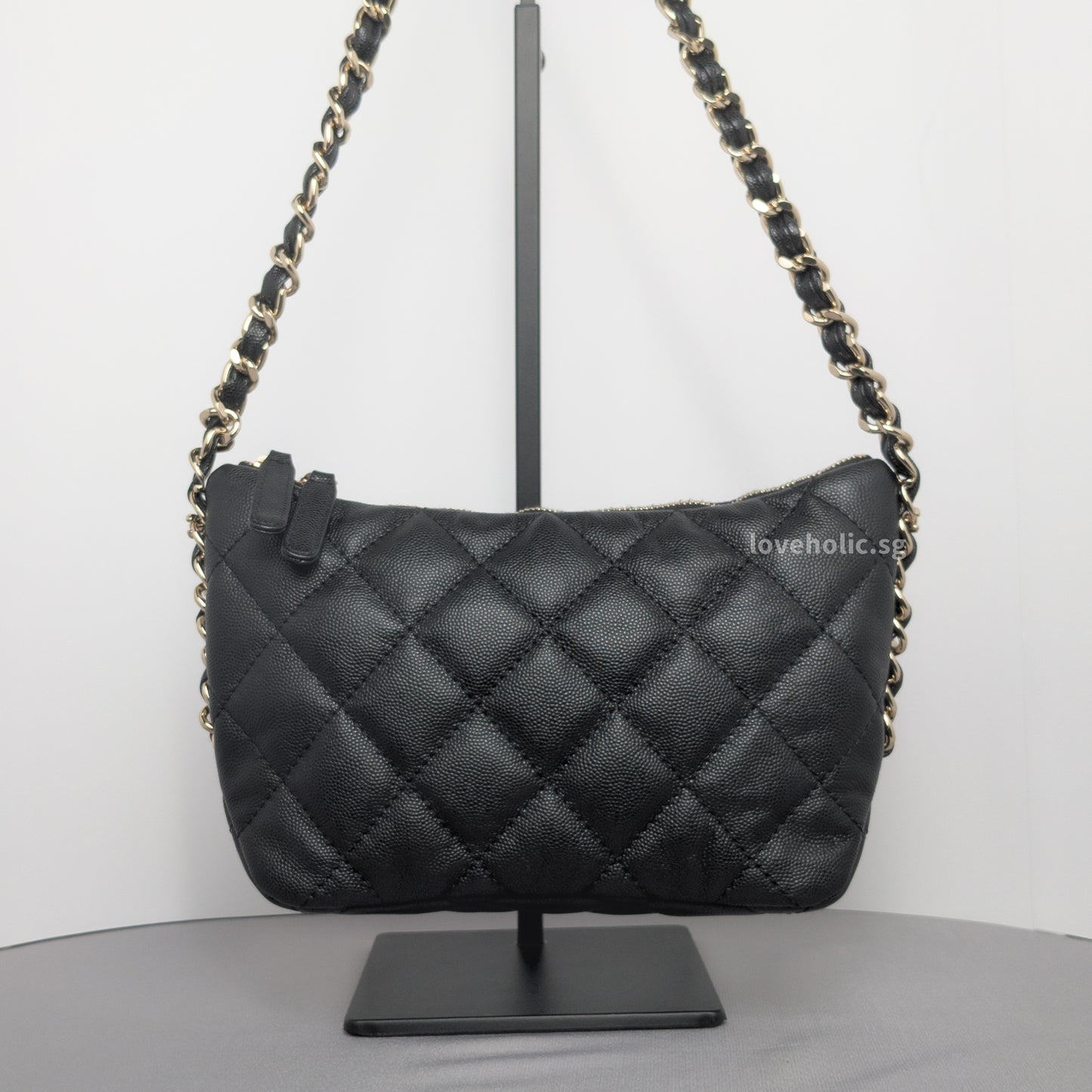 Chanel Hobo 24P Small | Black Caviar Gold Hardware-back