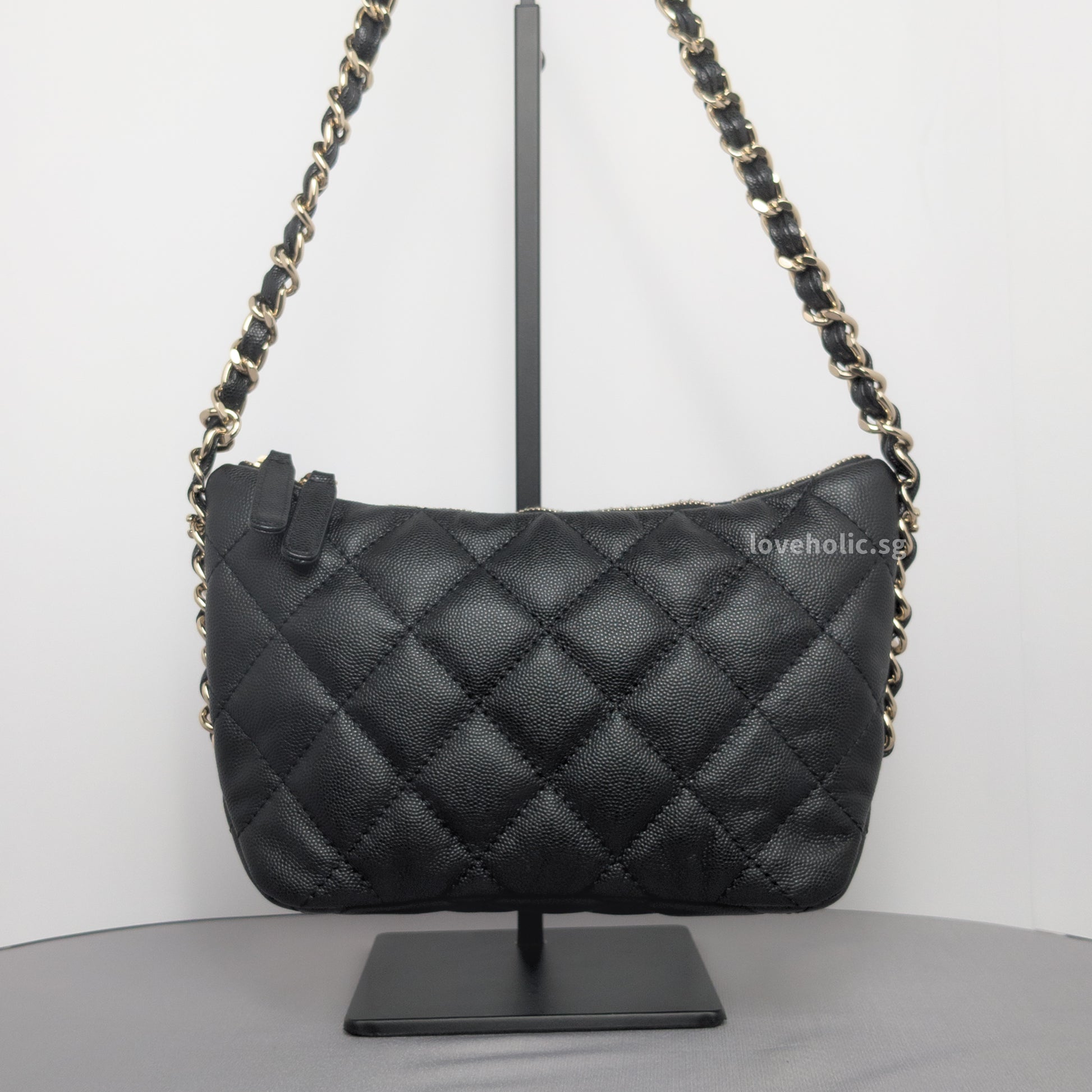 Chanel Hobo 24P Small | Black Caviar Gold Hardware-back