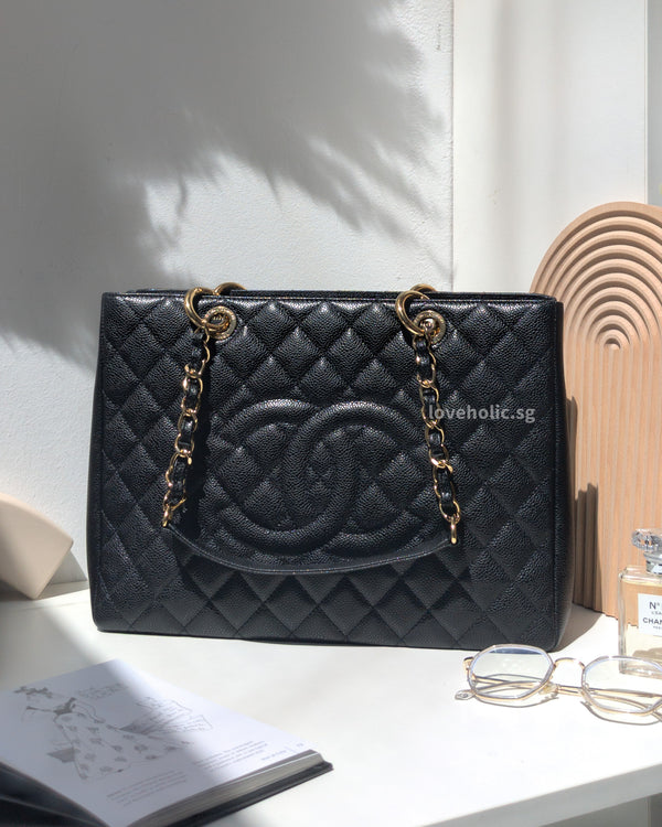 Chanel GST Grand Shopping Tote  | Black Caviar Gold Hardware