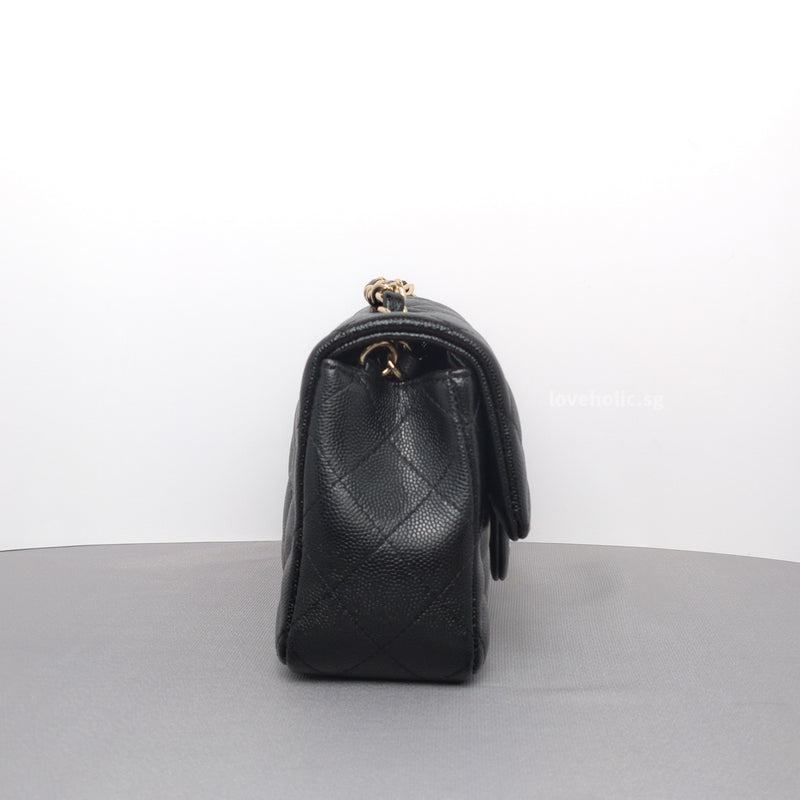 Classic Flap Mini Rectangle | 17B/17C Black Caviar Light Gold Hardware