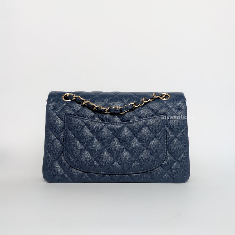 Chanel Classic Flap Small | 19C Navy Blue Caviar Light Gold Hardware-back